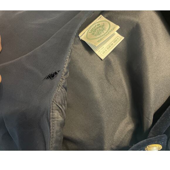 Laura Ashley Blue Velvet Shawl Collar Pearl Button Front Size 6 Vintage Dress - Picture 11 of 11